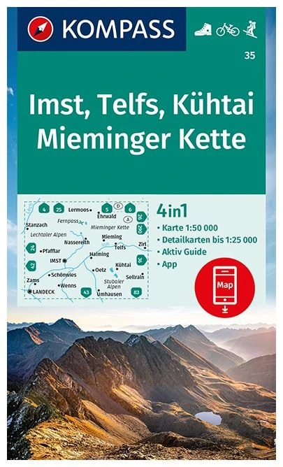 Kompass Wanderkarte 35 Imst,Telfs, Kühtai, Mieminger Kette