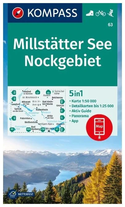 Kompass Wanderkarte 63 Millstätter See, Nockgebiet